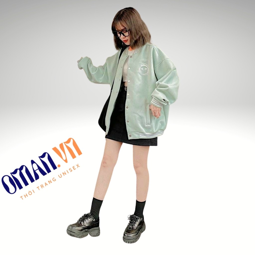 Áo khoác nỉ bomber Mặt cười bé form rộng Unisex Oman | BigBuy360 - bigbuy360.vn