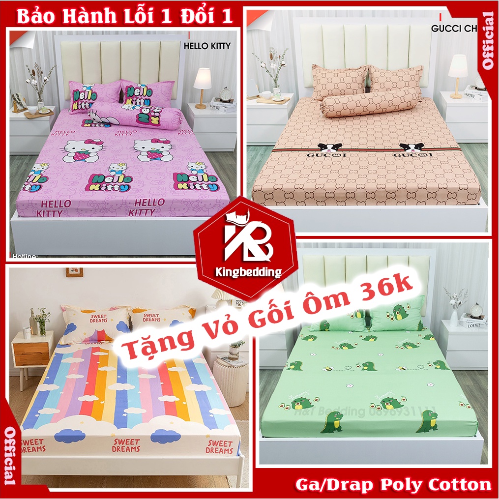 Ga Trải Giường 💖m2/m4/m6/m8 💖 Drap Nệm Cotton Poly 4 Mùa, Miễn Phí Bo Chun - Kingbedding