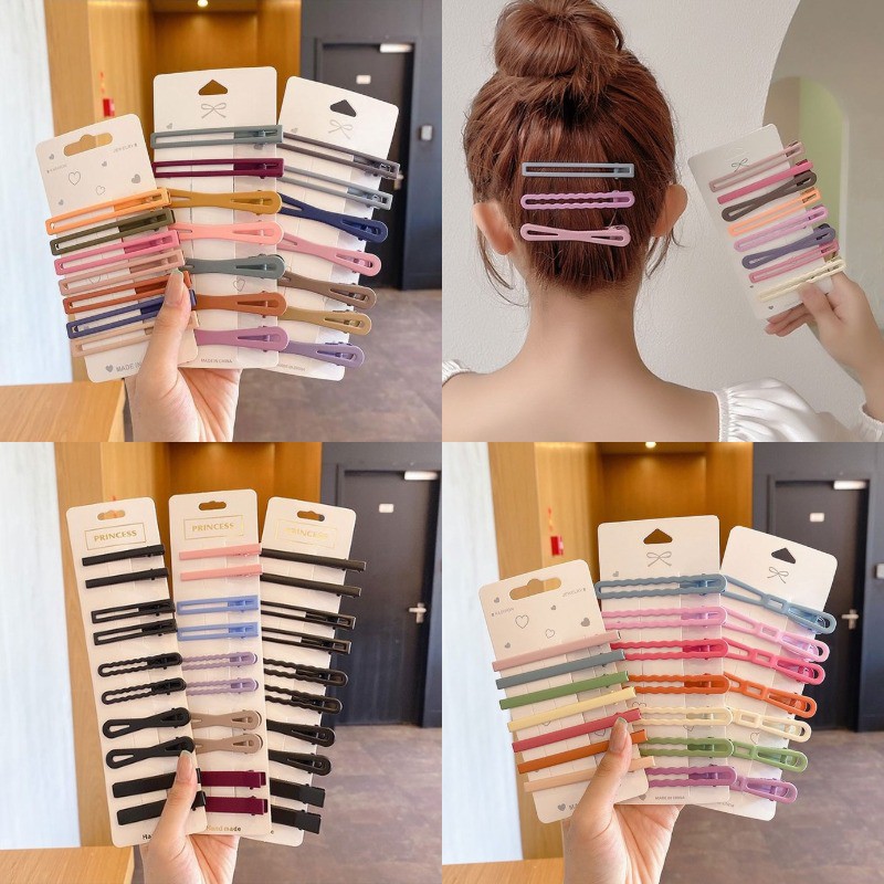Set 10 kẹp tóc nhiều màu sắc đơn giản phong cách Hàn thanh lịch cho nữ