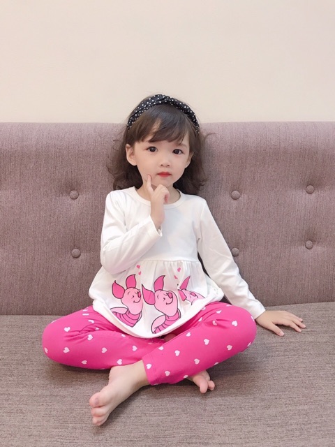 {10-20kg} Bộ dài tay bé gái chất cotton đẹp kiểu babydoll - M958