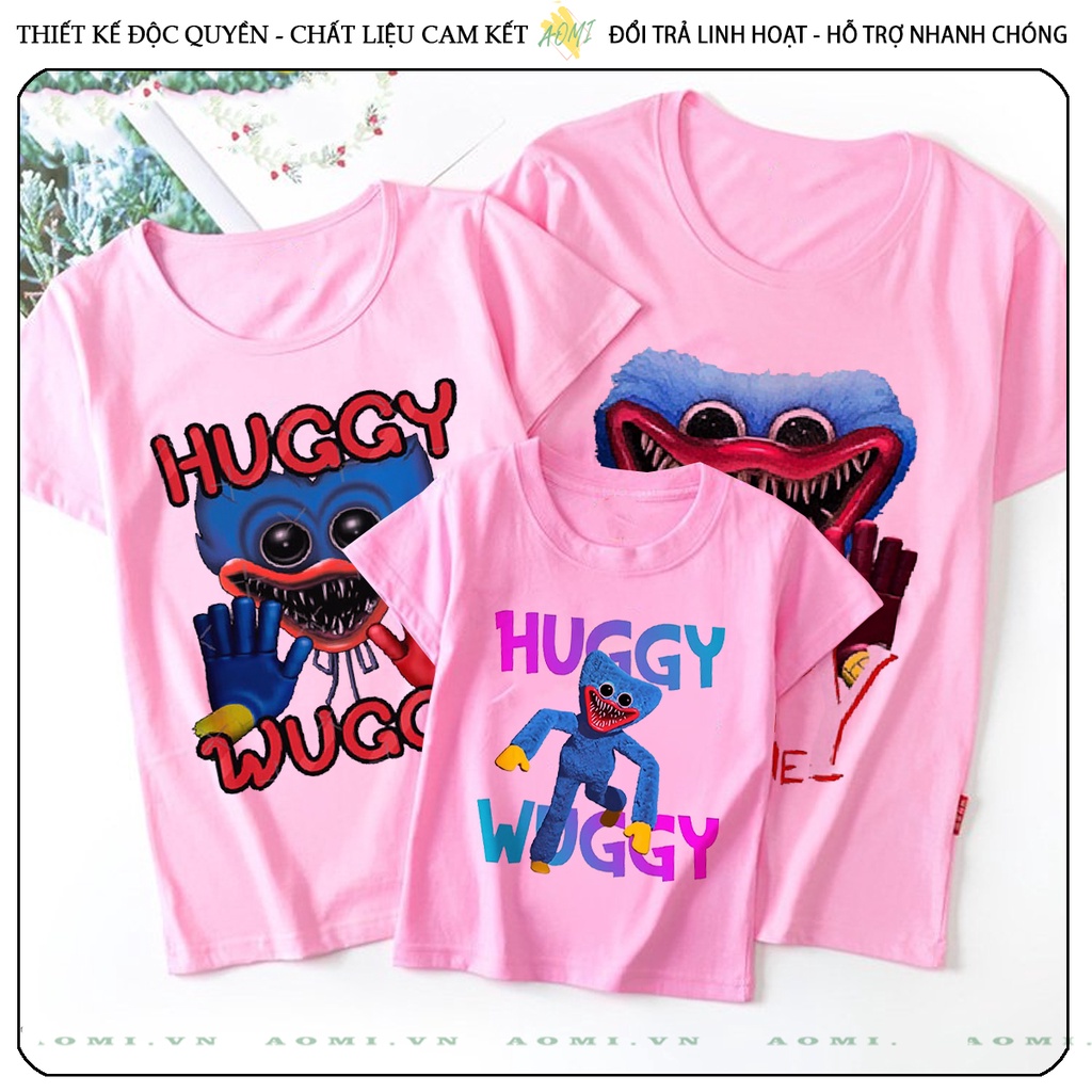 ÁO THUN Poppy Playtime Huggy Wuggy UNISEX PHÔNG HỒNG TAY NGẮN NAM NỮ GIA ĐÌNH CẶP ĐÔI TRẺ EM TRAI GÁI