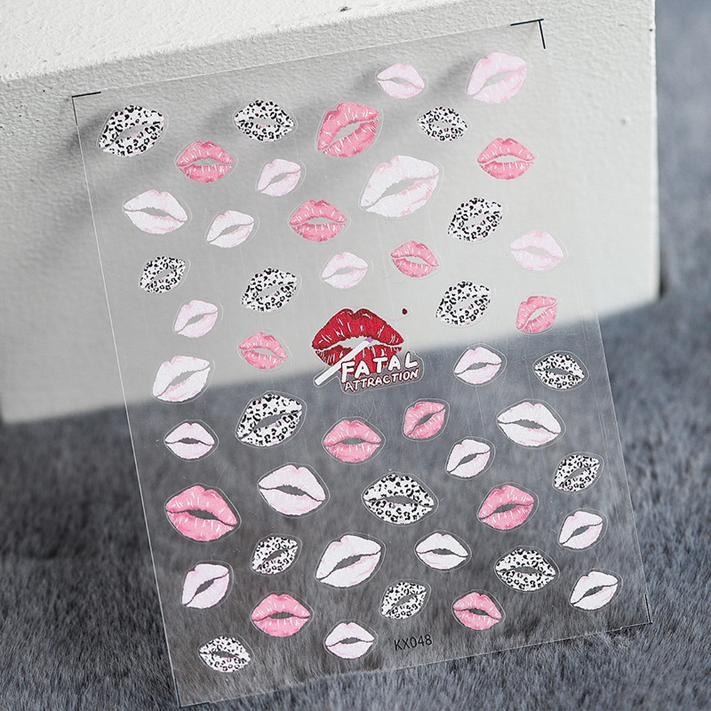 [Hàng mới về] Miếng Dán Trang Trí Móng Tay Hình Đôi Môi Đỏ 5D Thời Trang Diy
