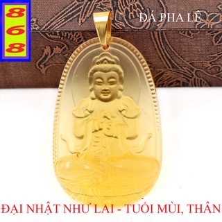 Mặt Dây Chuyền Phật Đại Nhật Như Lai Pha Lê Vàng 3.6cm - Mặt Size Nhỏ - Tặng Kèm Móc Inox