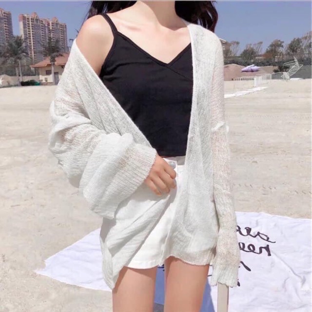 Áo khoác cardigan len mỏng Quảng Châu form rộng cao cấp - kèm hình thật