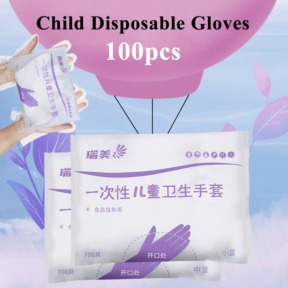 Bộ 100 cái găng tay nylon dùng một lần cho trẻ em