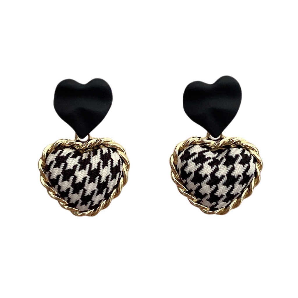 Khuyên tai houndstooth 2021 thời trang thu đông hàn quốc mới cho nữ