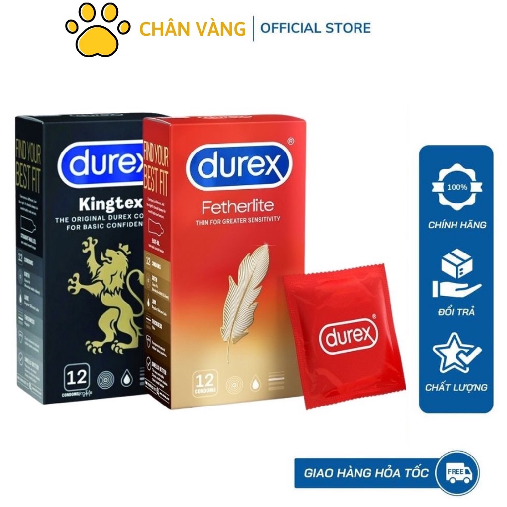 Combo 2 hộp bao cao su durex kingtex và Fetherlite chính hãng