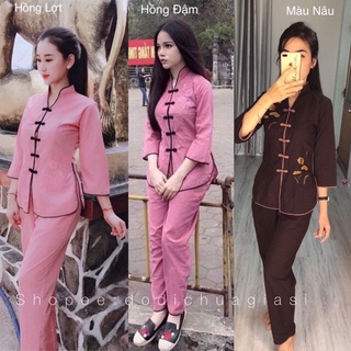 ĐỒ LAM ĐI CHÙA  Sẩm Thêu Cổ Tàu S2