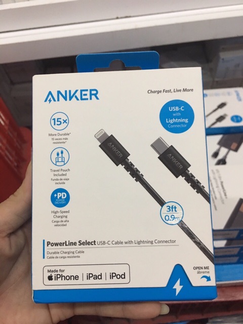 Cáp Sạc Nhanh PD Anker Usb Type C to lightning A8612 Dài 0.9m