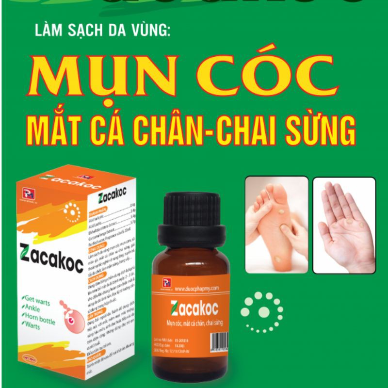 Zacakoc dung dịch chấm mụn cóc, chai sừng, sùi mào gà