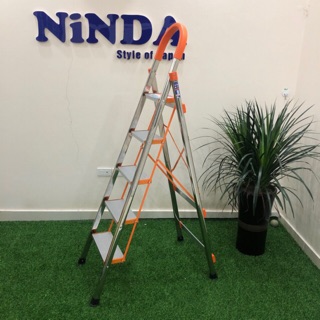 Thang ghế inox gia đình NiNDA NDi05, 5 bậc, cao 1m2, bậc nhôm bản to, sửa chữa dọn dẹp nhà cửa chung cư