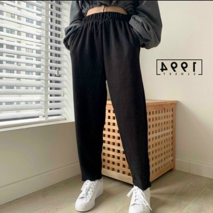 Quần Baggy Nữ Cạp Chun Chất Nhung Tăm Dày Dặn Ấm Áp Cho Nữ 18X