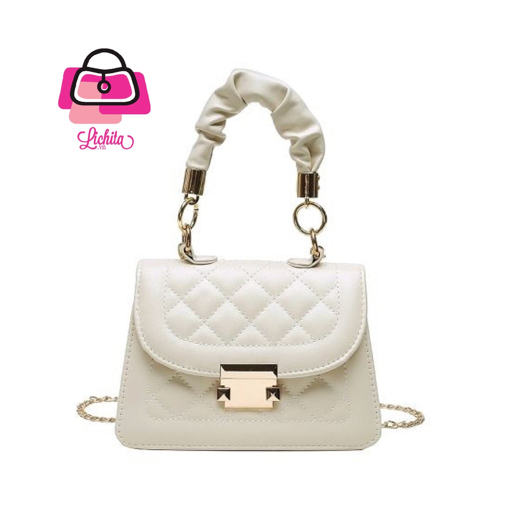 [Hot Sale] Túi Đeo Chéo Quai Nhúm Túi Xách Nữ Phong Cách Hàn Quốc Màu Đen, Trắng, Vàng, Tím Xanh Siêu Đẹp TXQN