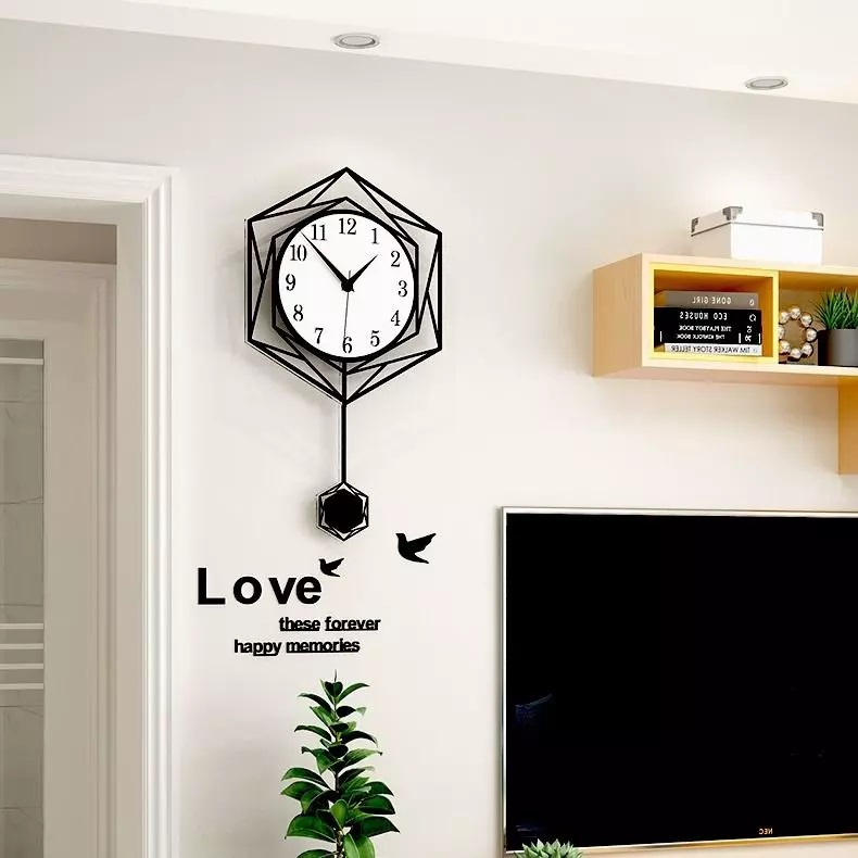 Đồng hồ treo tường quả lắc ☘️KHÔNG CẦN KHOAN TƯỜNG ☘️ Trang trí phòng khách sang trọng ☘️ Kèm pin và bộ kim thay thế ☘️
