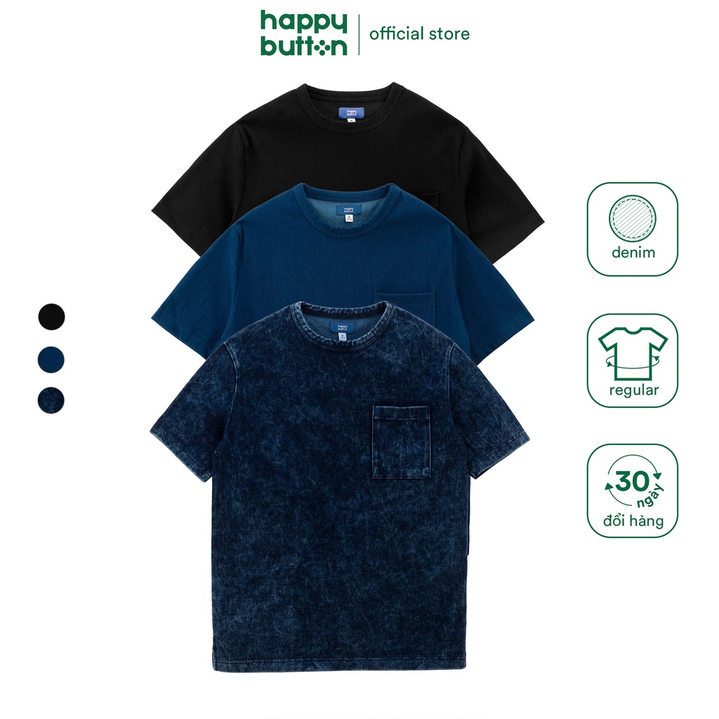 Áo Thun Nam Vải Denim (Jeans) - phối túi, form regular fit - Happy Button