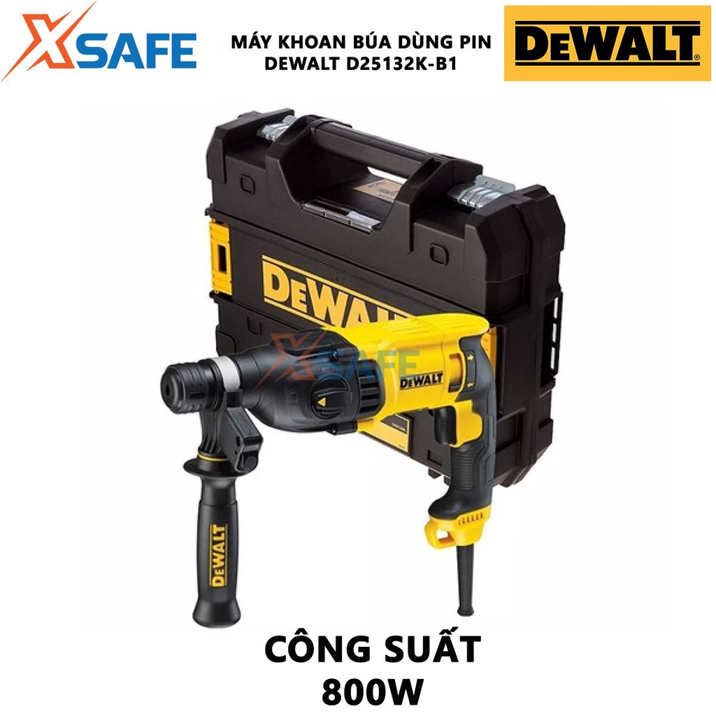 Máy khoan bê tông cầm tay DEWALT D25132K-B1 Máy khoan búa 2 chức năng công suất 710W, khoan sắt 13mm, khoan gỗ 30mm