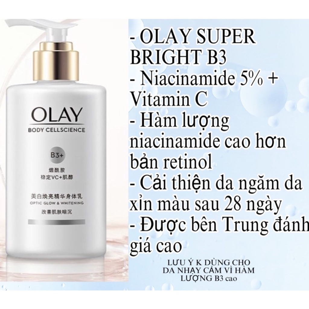 Sữa tắm & dưỡng thể trắng da OLAY Optic Glow & Brightening B3 Niacinamide Vitamin C