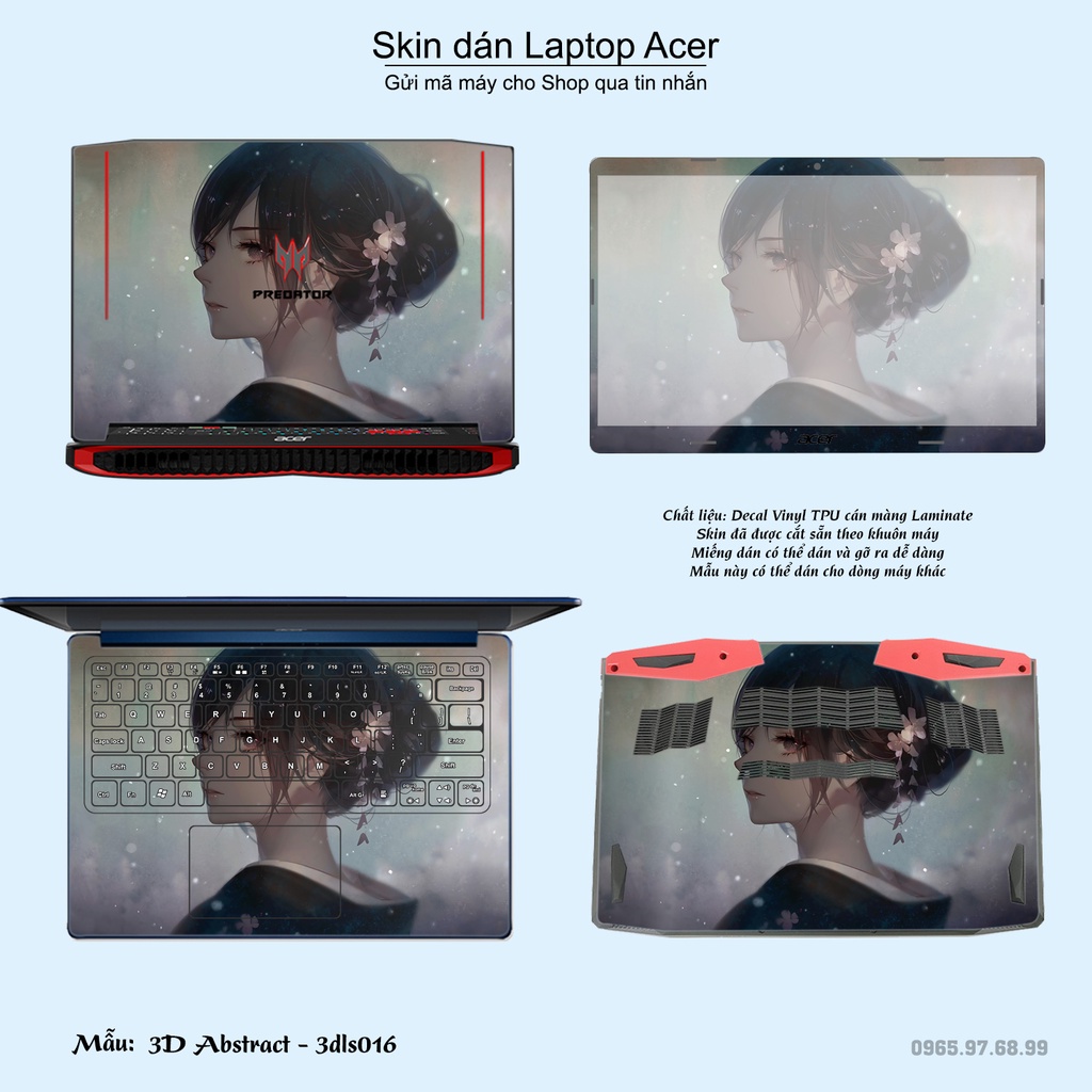 Skin Laptop In Hình Kimono Dành Cho Các Dòng Máy Dell Hp Asus Msi Acer Lenovo Macbook Theo Yêu Cầu