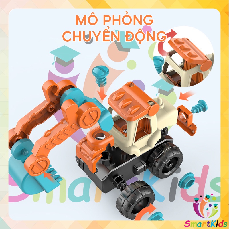 Combo 4 xe đồ chơi tự lắp ráp cho bé phát triển kỹ năng tư duy