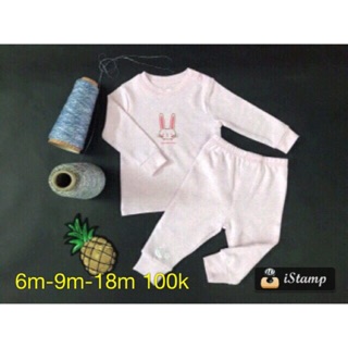 Bộ cotton nhung cài vai momma