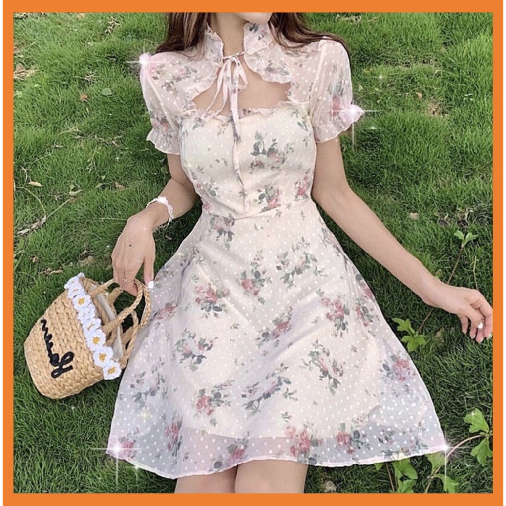 [Sẵn Hàng]♥️Đầm,Váy Cổ Nga Hoa Nhí Ulzzang(ảnh thật) Size S,M,L