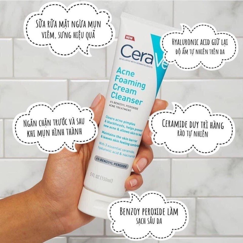 Sữa rửa mặt CeraVe Acne Foaming Cream Cleanser