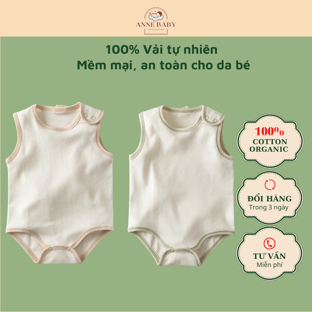 Body Chip Cộc Tay Cho Bé 0-2 Tuổi Cotton Organic Màu Trơn, Áo Liền Thân Romper Cho Bé Sơ Sinh Hữu Cơ Tự Nhiên