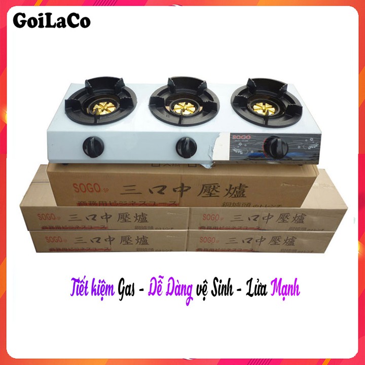 BẾP GAS BÁN CÔNG NGHIỆP KHÈ SOGO 3 LÒ GT-208S3