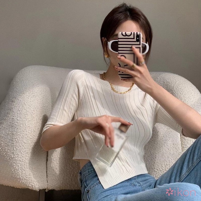 Áo Thun Tay Ngắn Màu Trơn Kiểu Dáng Hợp Thời Trang