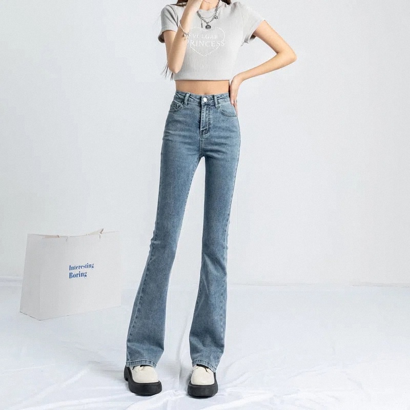 Quần jean ống loe lưng cao XIAOZHAINV phong cách retro thời trang cho nữ 4 màu tùy chọn