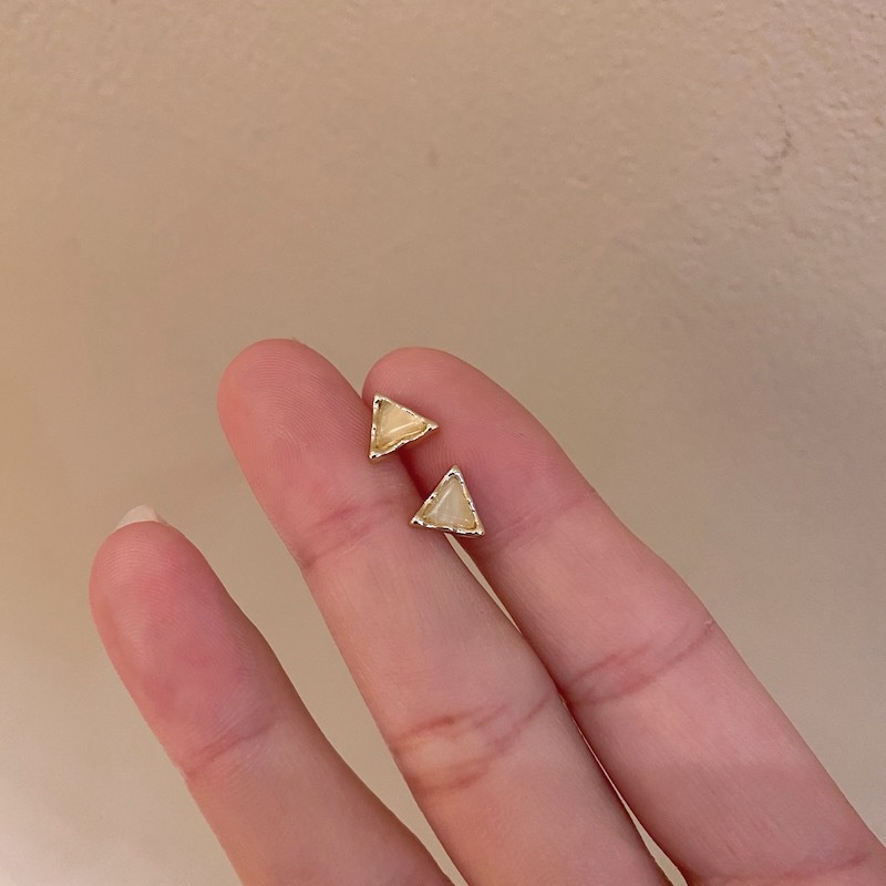 Bông Tai Mạ Bạc 925 Hình Học Đơn Giản Phong Cách Retro Pháp