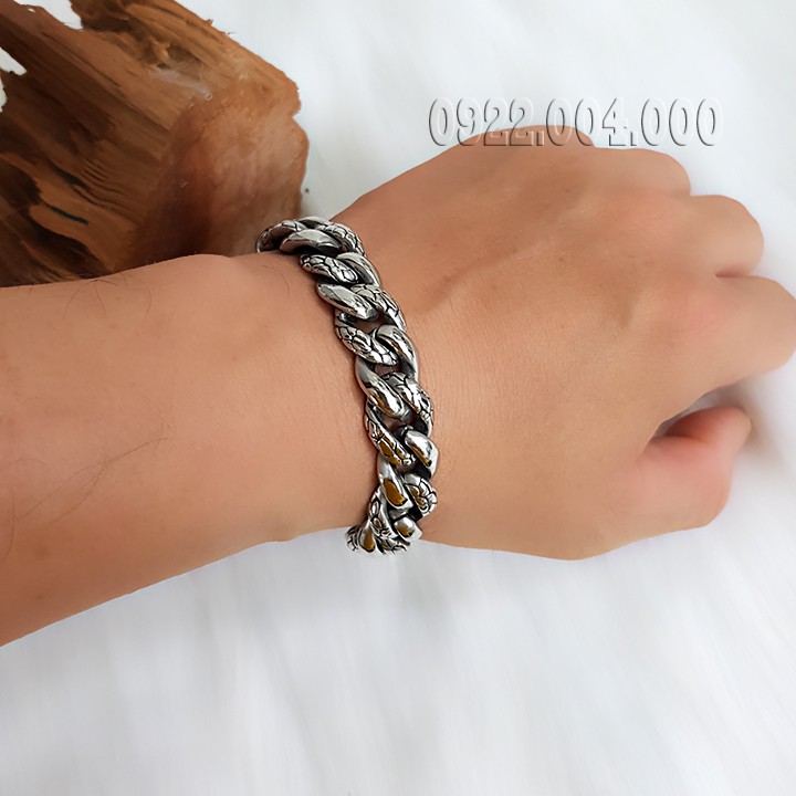 Lắc tay nam, lắc xích chạm hoa văn LZ1702.