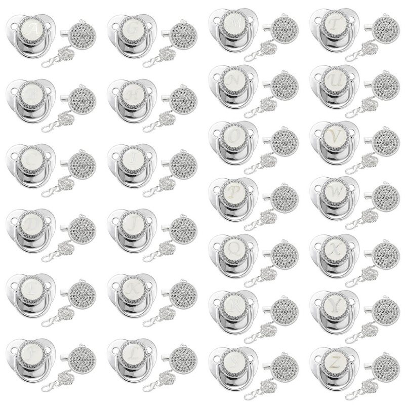 Núm Ti Giả Bằng Silicone Đính Đá Pha Lê 26 Chữ Cái Cho Bé