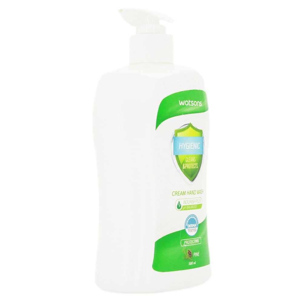 Gel Rửa Tay Watsons Hygienic Cleans & Protects Cream Hand Wash Protecting Pine Từ Cây Thông 500ml | BigBuy360 - bigbuy360.vn