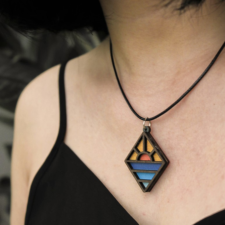Vòng cổ vintage từ gỗ tự nhiên