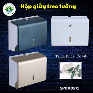 [Hàng loại 1] Hộp giấy treo tường vuông, Hộp giấy nhựa gắn tường (Tặng 4 ốc vít, chìa khóa)