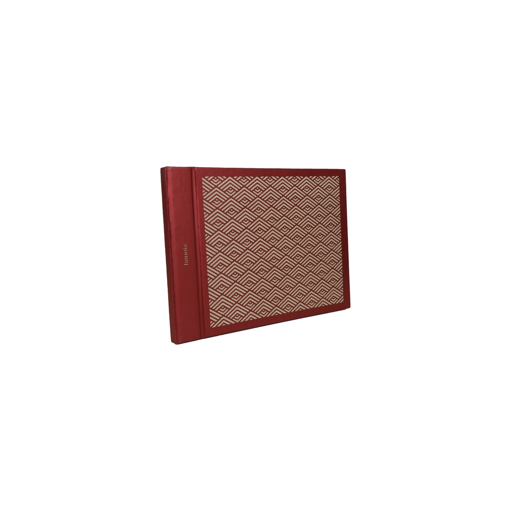 Hanoia Sổ tay kraft vintage giấy dó thủ công bìa đỏ họa tiết cung đình