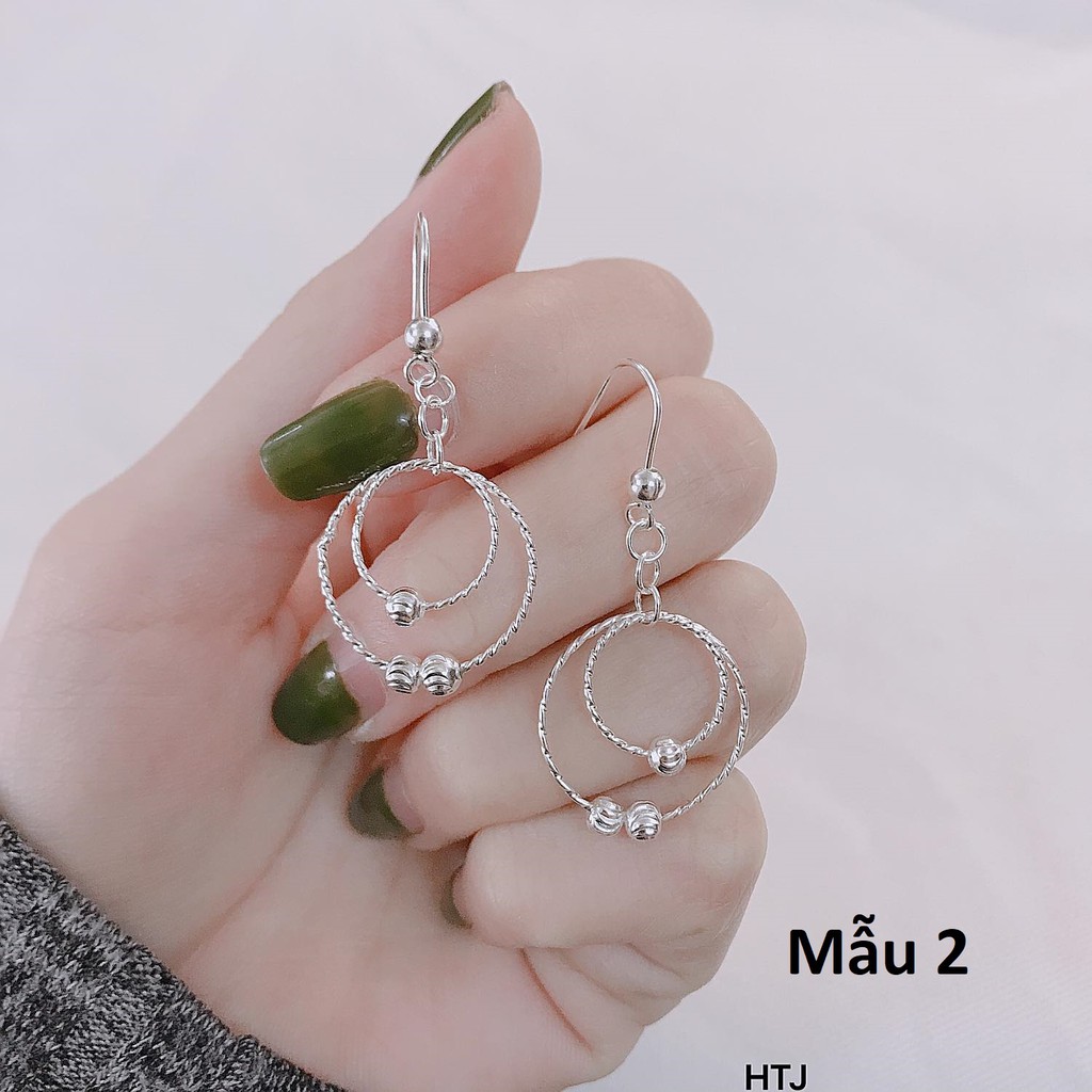 Bông tai nữ khuyên móc bạc Ý MS08a