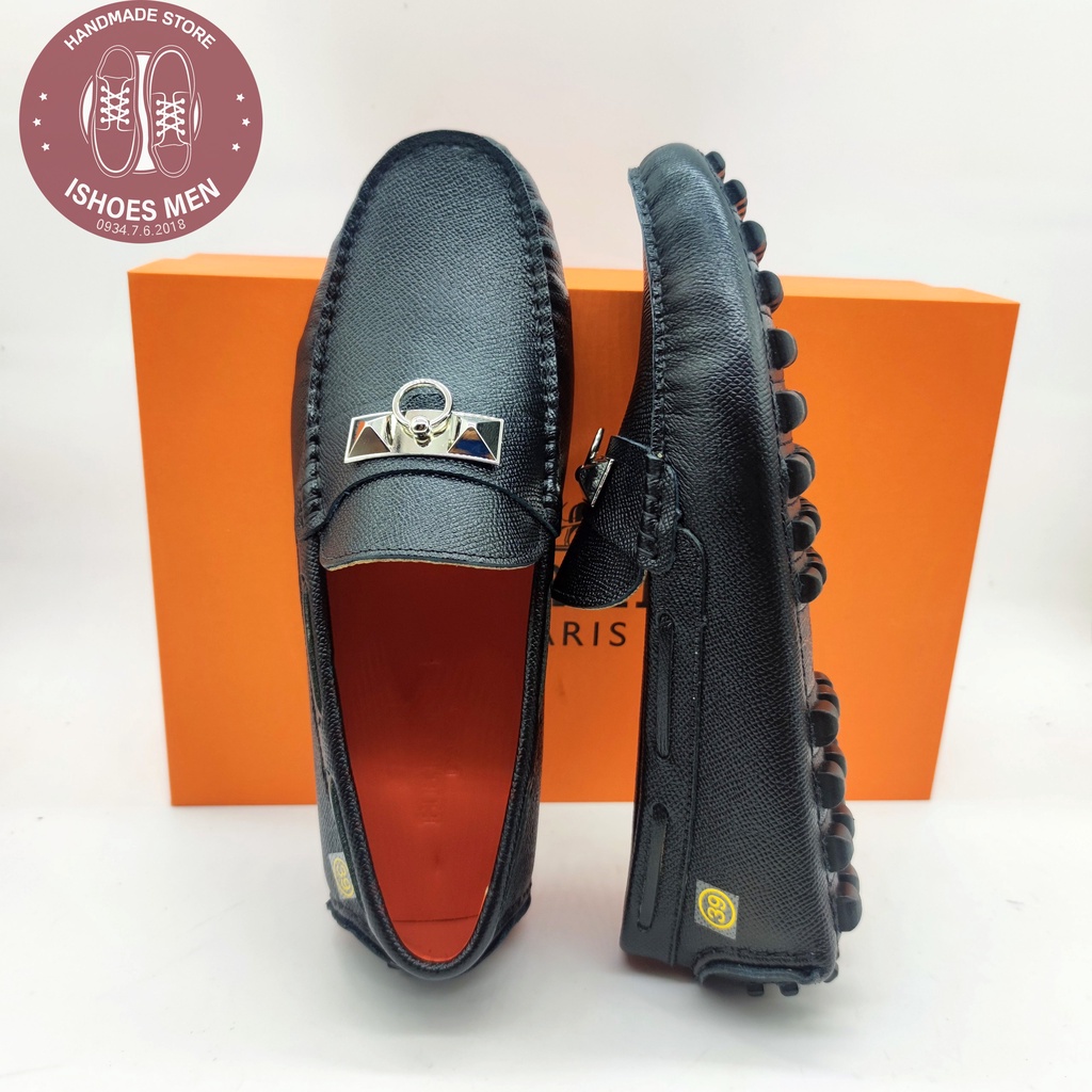 Giày Lười Da Nam, Giầy Mọi Moca nam HM Thời trang da bò xịn 100% cao cấp Full box