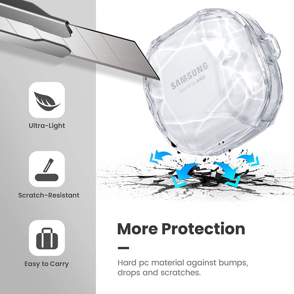 Ôp Điện Thoại Cứng Trong Suốt Đính Kim Cương Kèm Móc Khóa Cho samsung galaxy buds2 pro buds fe Ốp