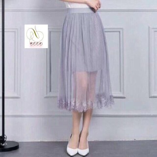 810# Chân váy voan lưới đuôi ren hàng Quảng Châu