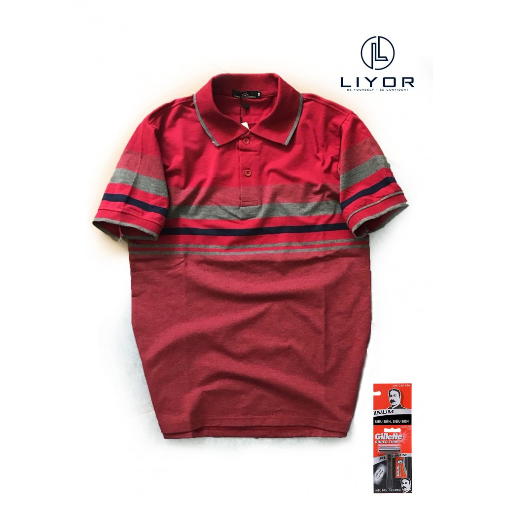[MUA 1 TẶNG 1] Áo thun nam có cổ sọc ngay hai màu phù hợp với dáng người từ 50kg - 85kg (nhiều màu) Liyor | BigBuy360 - bigbuy360.vn