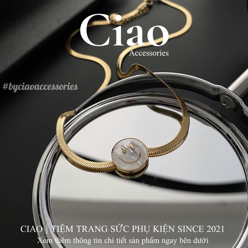 [HOẢ TỐC 1H]Dây chuyền/ Vòng cổ titan không gỉ thiết kế charm mặt cười trendy Smiley Ciao