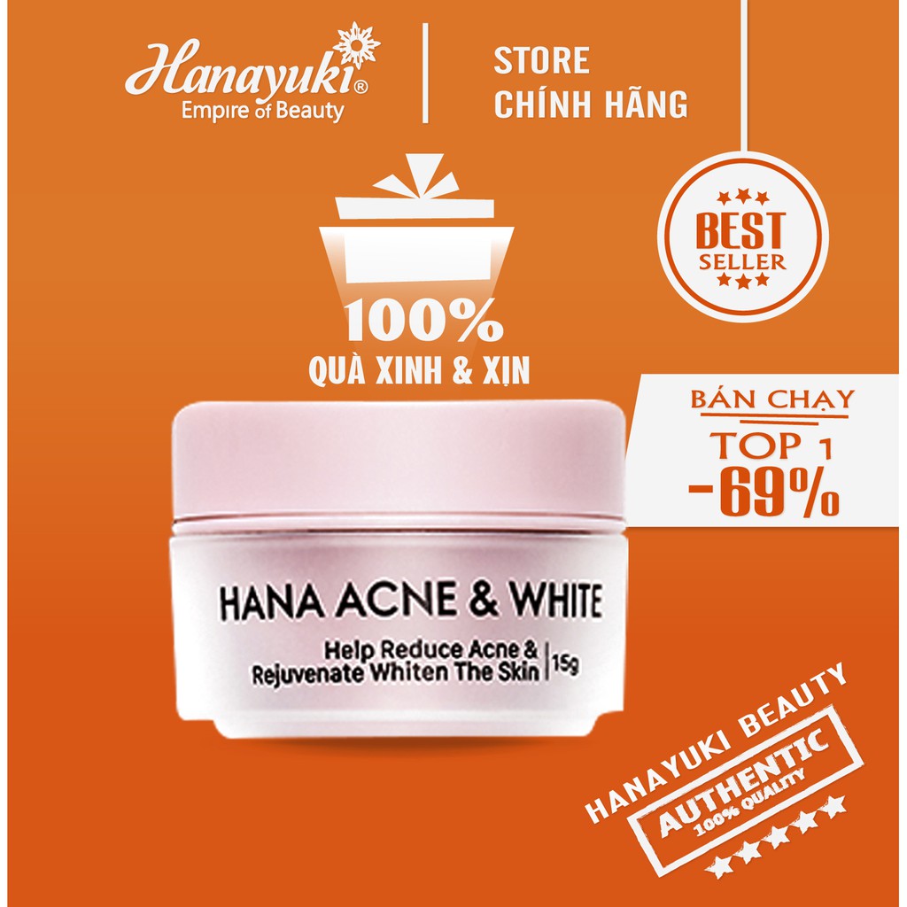 Kem Trị_Mụn Giảm Thâm Làm Trắng Hana Acne White Minisize Chính Hãng 15 Gram - HanayukiAsia