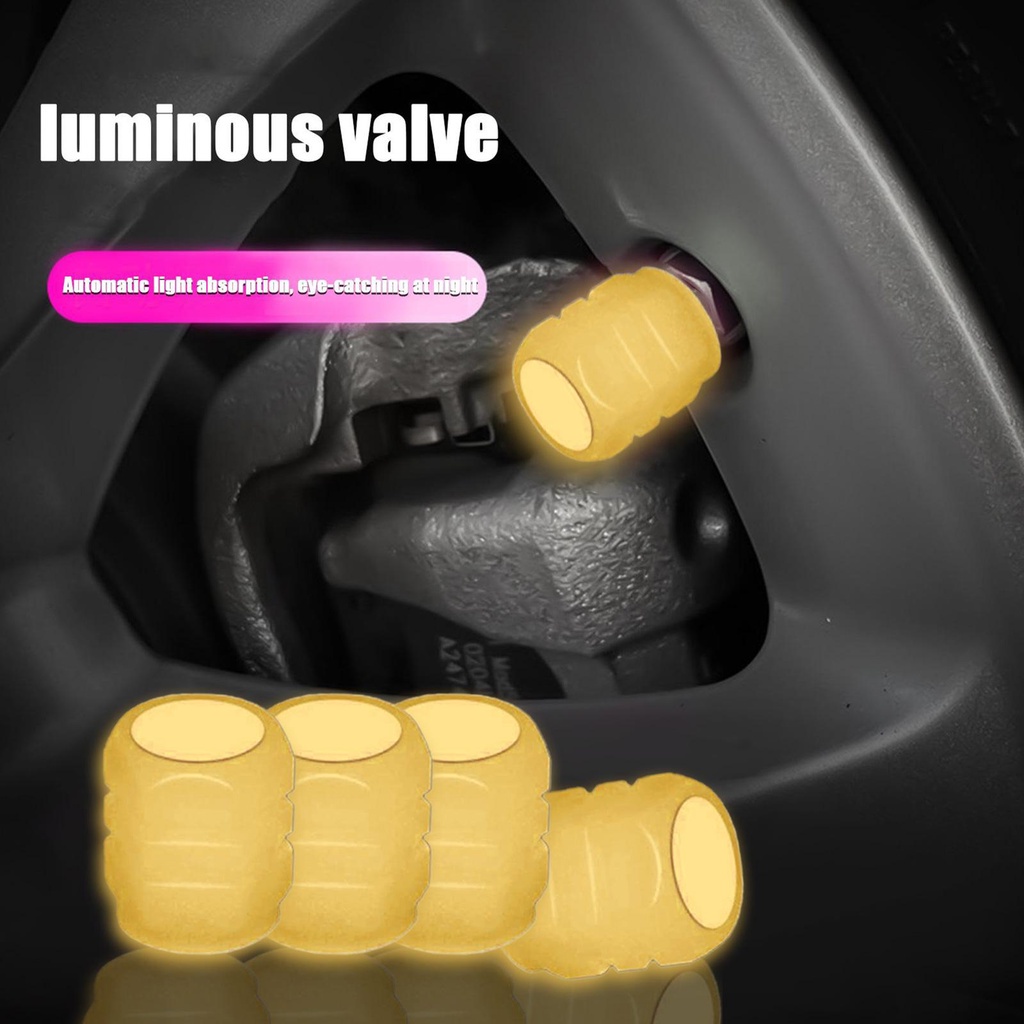 Set 4 Nắp Van Bánh Xe Dạ Quang Mini I3O8