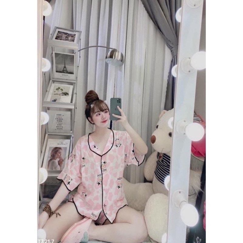 Pyjama lụa tiểu thư tay ngắn quần ngắn xinh xịn nhiều hình hot đồ ngủ đồ mặc nhà tiện lợi mềm đẹp | BigBuy360 - bigbuy360.vn