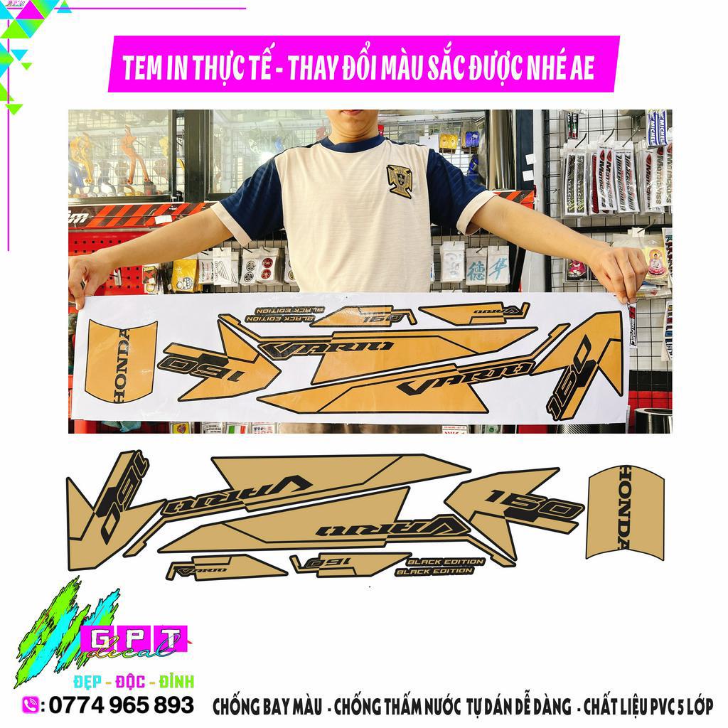 Tem Dán Xe Vario 160 Mẫu Đen I166I Chất Liệu Decal Cao Cấp Bền Màu,Chống Nước, Ép Sẵn