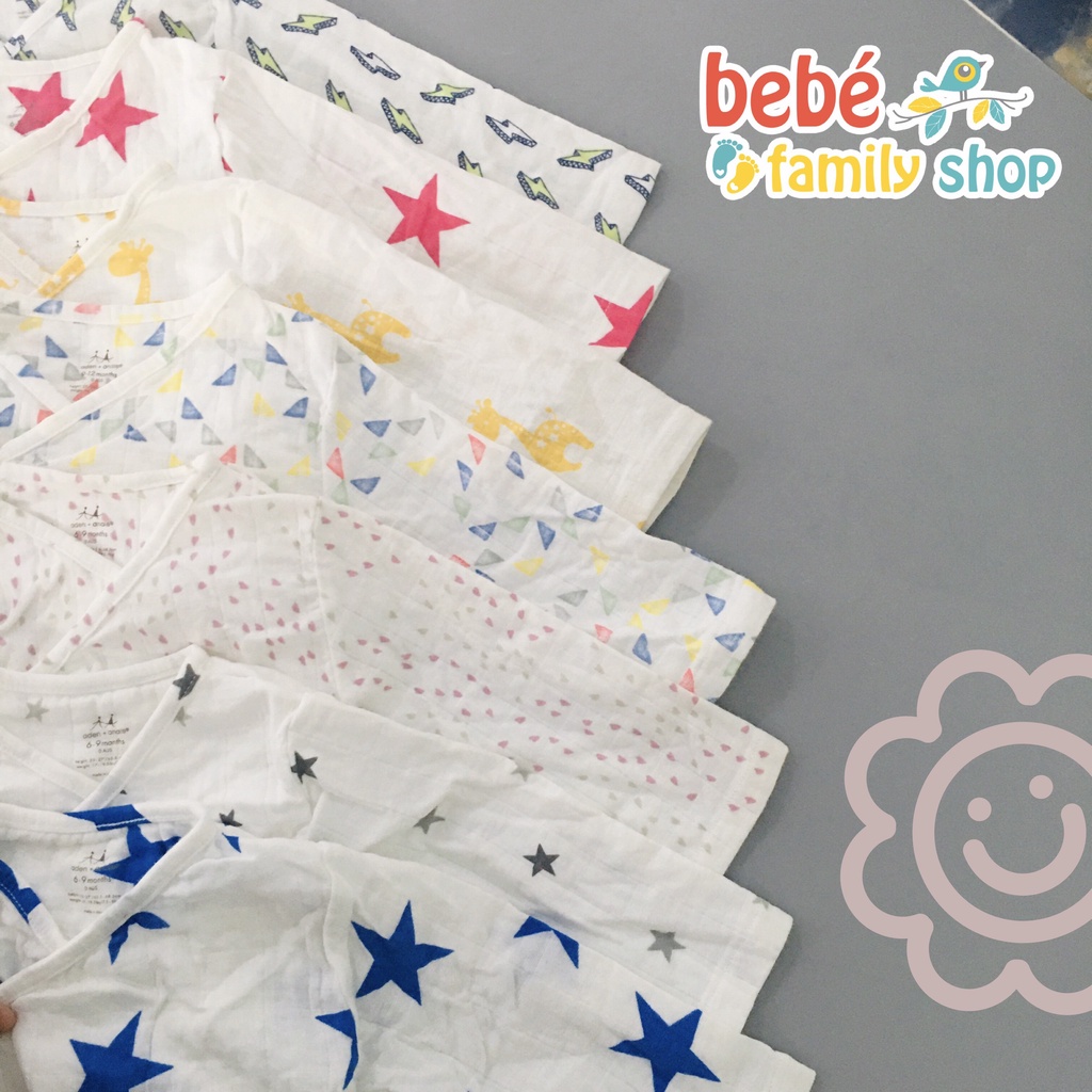 Áo tay dài cài chéo Aden Anais cho bé sơ sinh đến 24 tháng sợi tre xuất dư chuẩn hãng/ - AS - bebefamilyshop