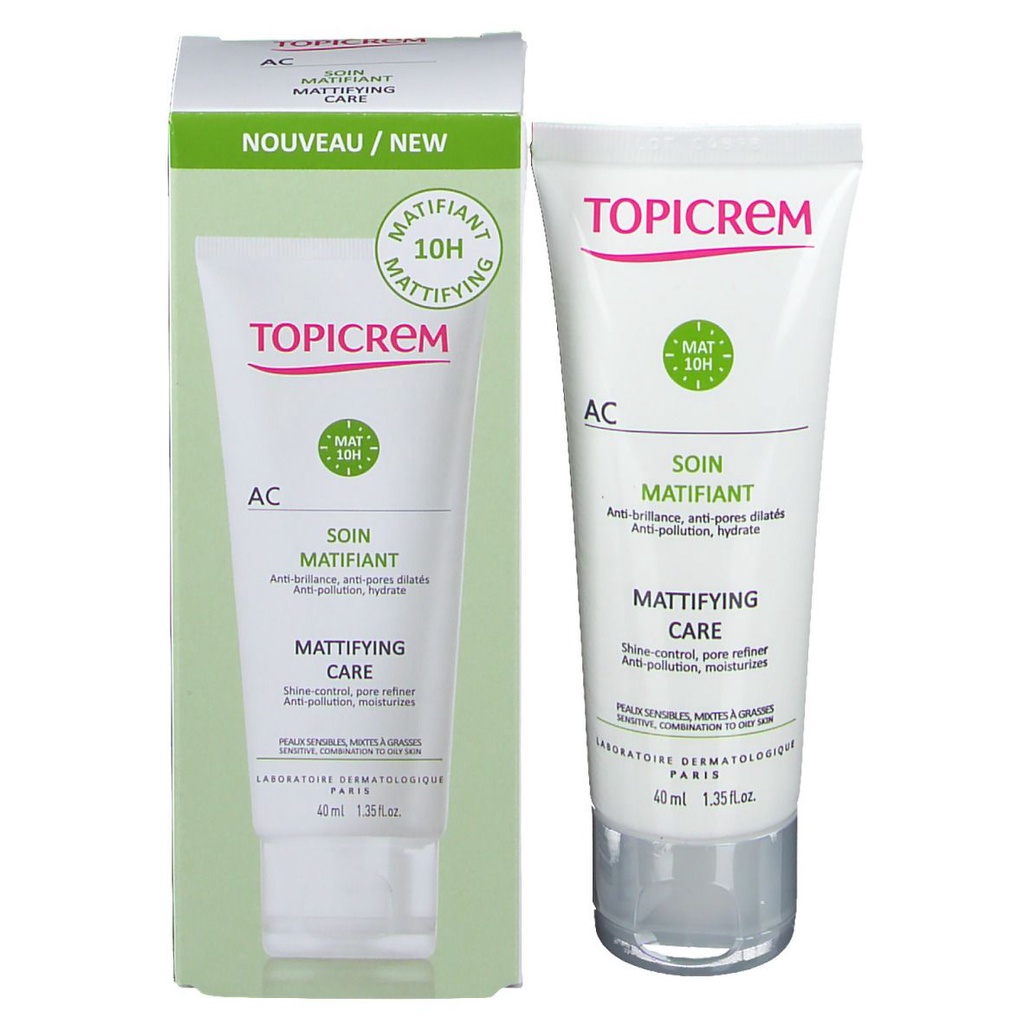 TOPICREM Kem dưỡng ẩm, kiềm dầu cho da nhờn mụn AC C care - 40ml