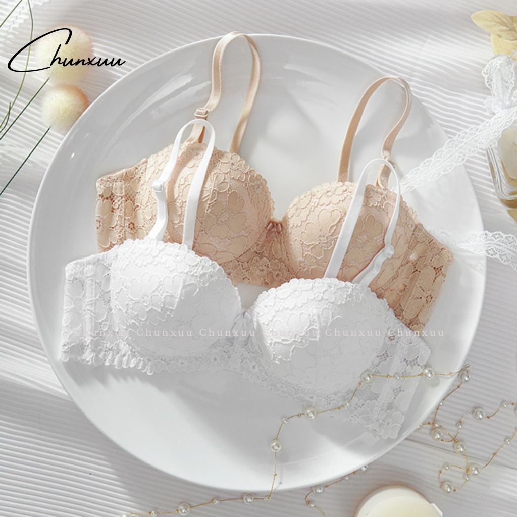 Áo ngực nữ cúp ngang ren hoa gợi cảm CHUNXUU, có gọng đệm dày ôm và nâng đẩy ngực- AV37